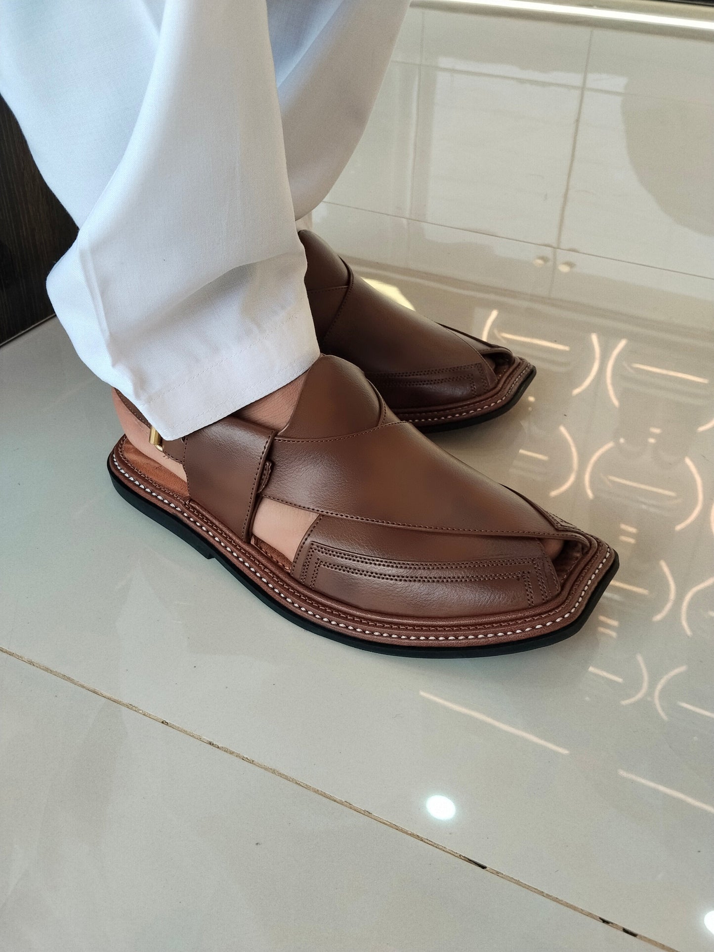 HandyMade Double Gear Brown Chappal