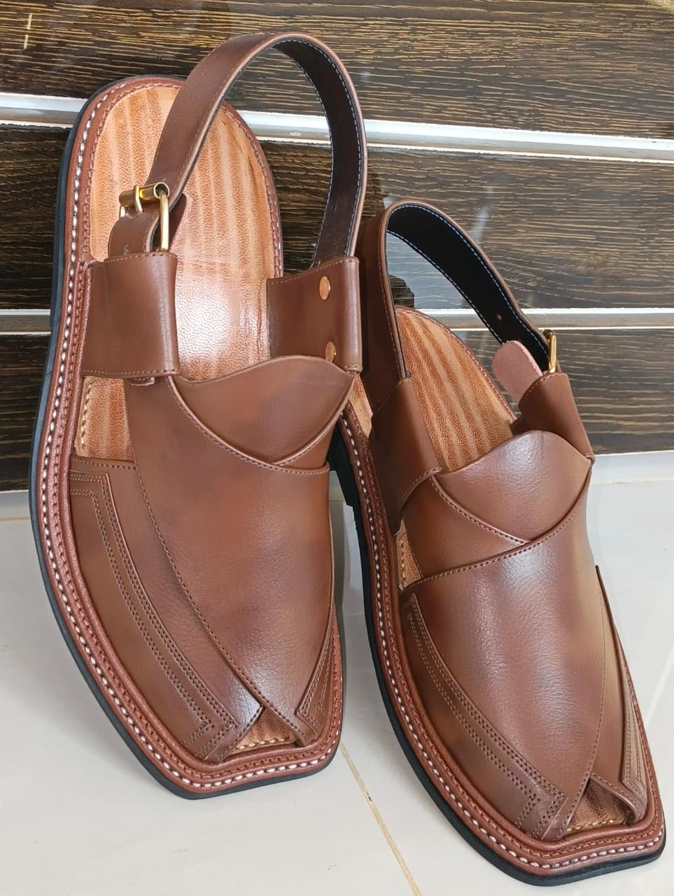 HandyMade Double Gear Brown Chappal