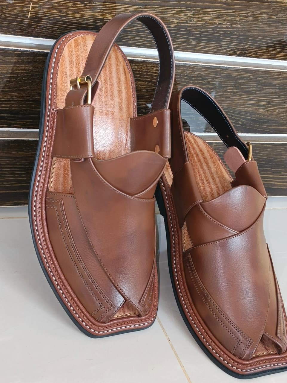 HandyMade Double Gear Brown Chappal