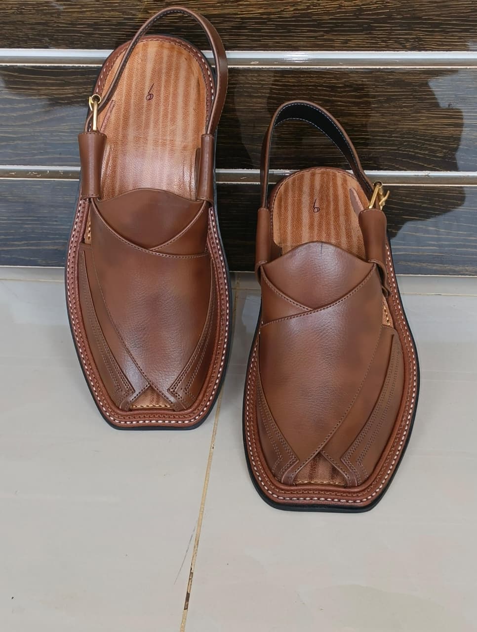 HandyMade Double Gear Brown Chappal