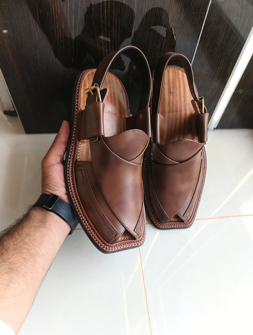 HandyMade Double Gear Brown Chappal