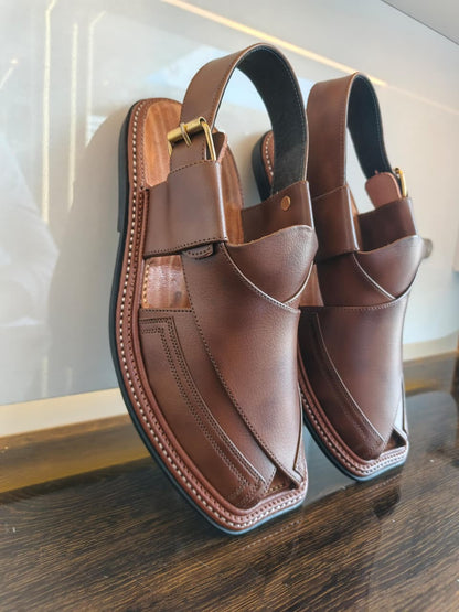 HandyMade Double Gear Brown Chappal