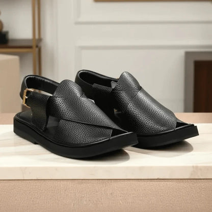 Handmade Kaptaan Chappal with Black Dotted Design